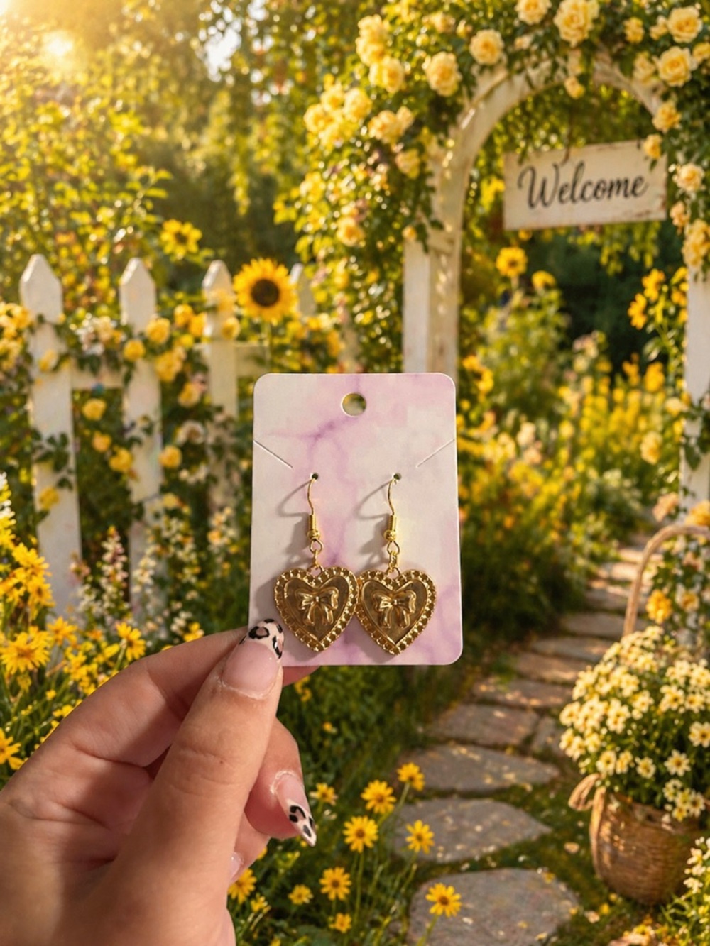 ✨ Handmade Gold Heart Earrings